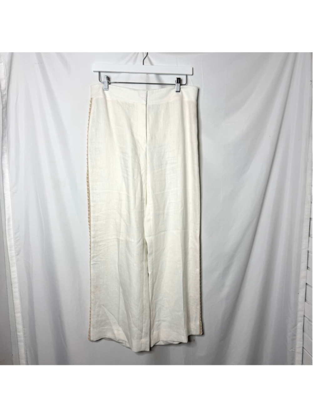 Lafayette 148 New York Sullivan Wide Leg Crochet Out seam Pants Size 6 NEW